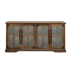 Meuble TV de ferme 4 portes en chêne rustique / gris délavé / blanc brossé