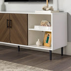 Meuble TV 58", Blanc/Noir et Frêne Assemblé, 2 portes, Convient aux TV jusqu'à 65"