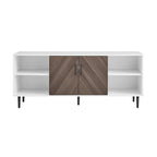 Meuble TV 58", Blanc/Noir et Frêne Assemblé, 2 portes, Convient aux TV jusqu'à 65"