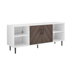 Meuble TV 58", Blanc/Noir et Frêne Assemblé, 2 portes, Convient aux TV jusqu'à 65"