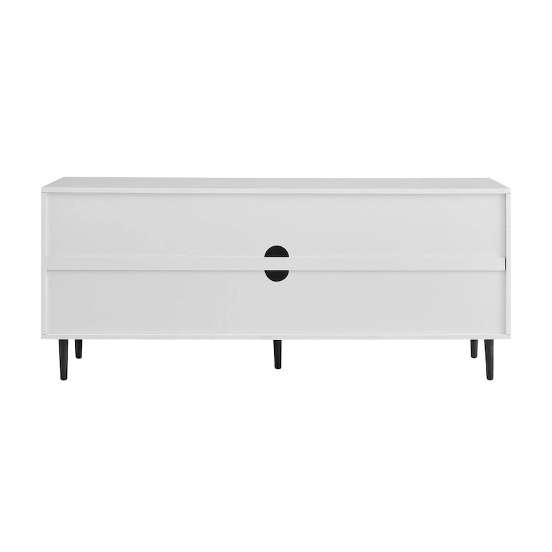 Meuble TV 58", Blanc/Noir et Frêne Assemblé, 2 portes, Convient aux TV jusqu'à 65"