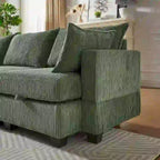 Canapé sectionnel modulaire vert en velours côtelé avec rangement, 6 pièces
