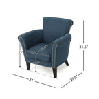 Fauteuil club capitonné bleu marine avec garniture cloutée – Siège unique