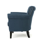 Fauteuil club capitonné bleu marine avec garniture cloutée – Siège unique
