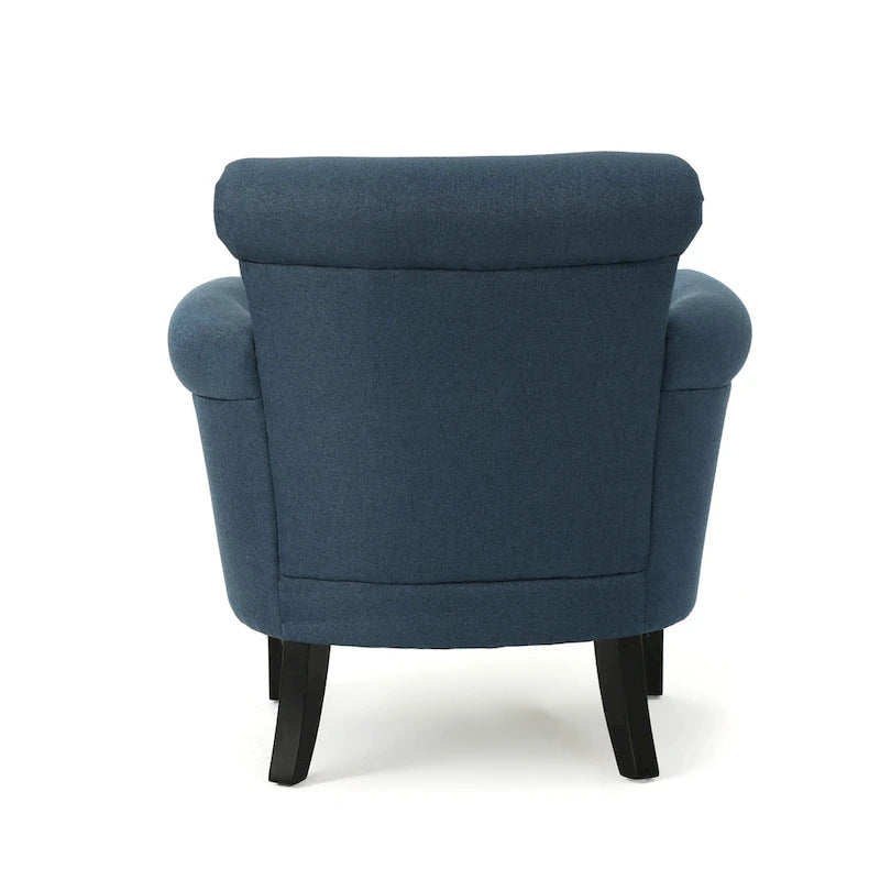 Fauteuil club capitonné bleu marine avec garniture cloutée – Siège unique