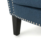 Fauteuil club capitonné bleu marine avec garniture cloutée – Siège unique