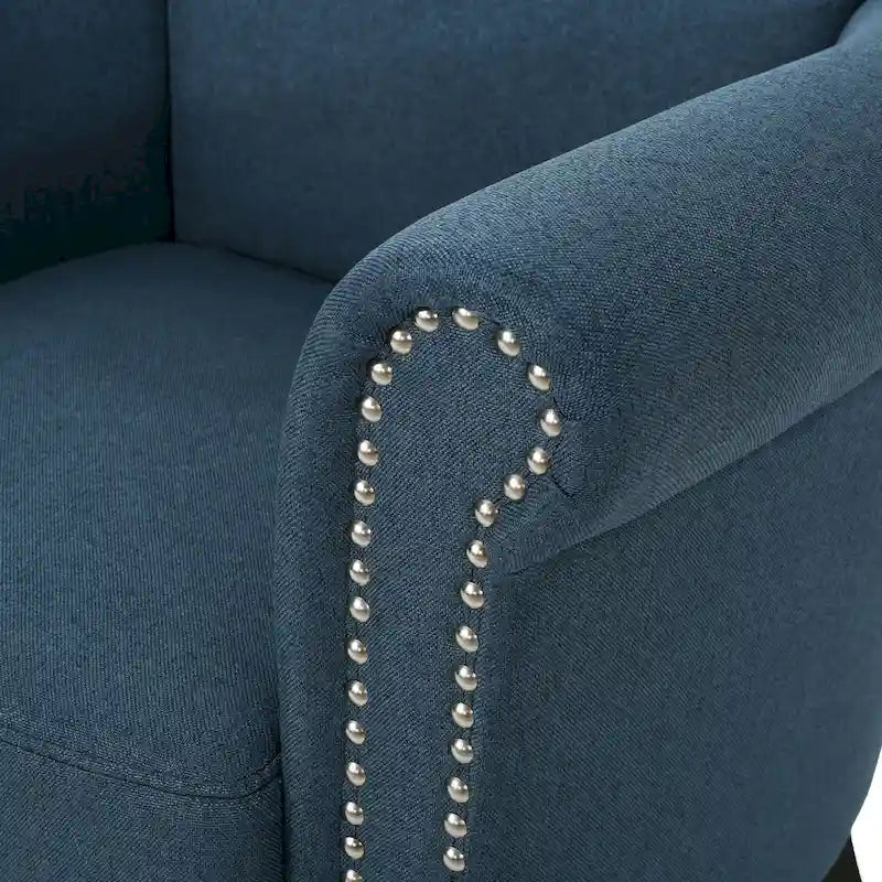 Fauteuil club capitonné bleu marine avec garniture cloutée – Siège unique