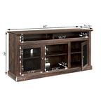 Meuble TV foyer électrique de 152 cm, gris pierre / marron / noir + noyer foncé, pour une pièce, compatible avec les téléviseurs jusqu'à 65 pouces
