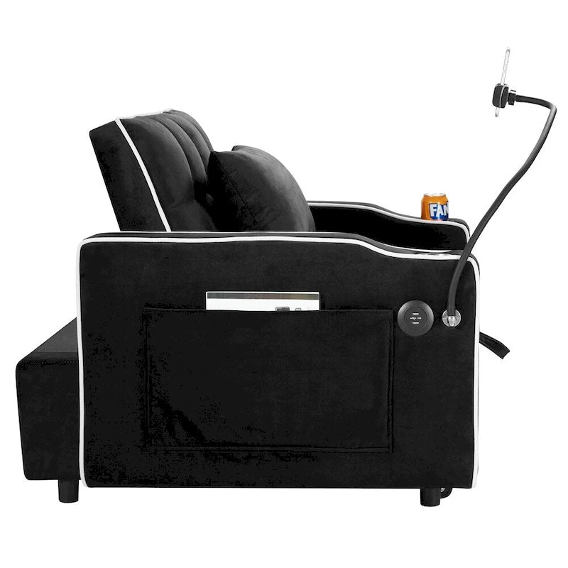 Fauteuil-lit dépliant réglable noir/gris, une place