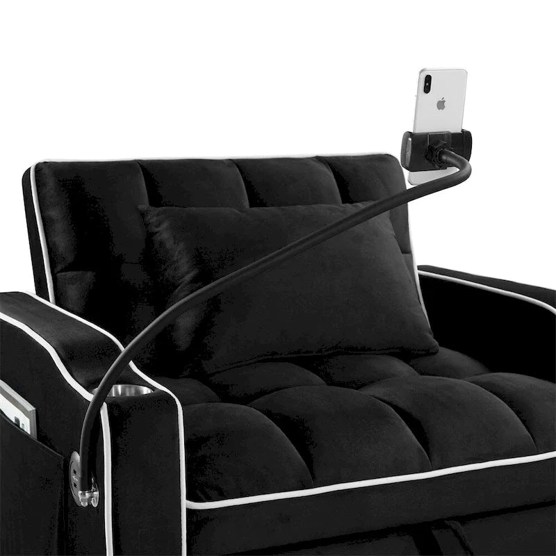 Fauteuil-lit dépliant réglable noir/gris, une place
