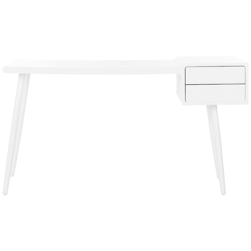 Bureau blanc mat de style Mid-Century à 2 tiroirs pour 1 personne