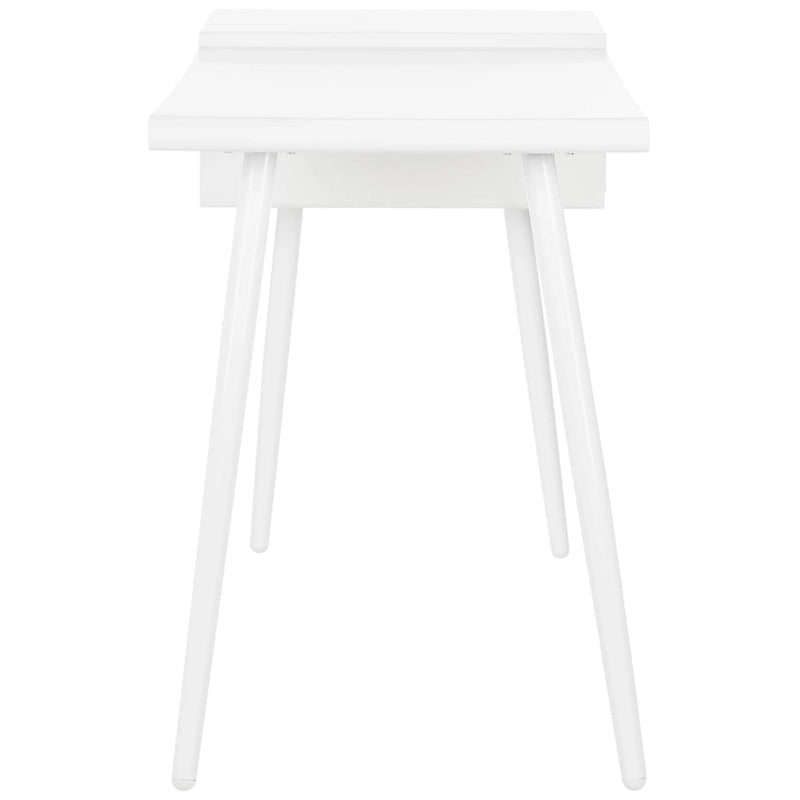 Bureau blanc mat de style Mid-Century à 2 tiroirs pour 1 personne