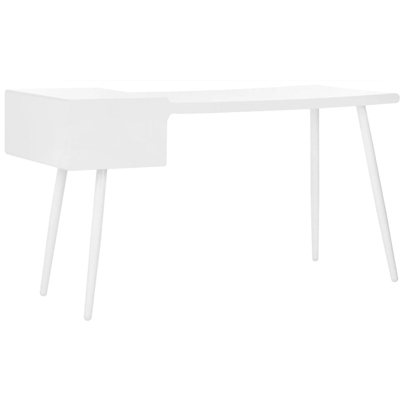 Bureau blanc mat de style Mid-Century à 2 tiroirs pour 1 personne