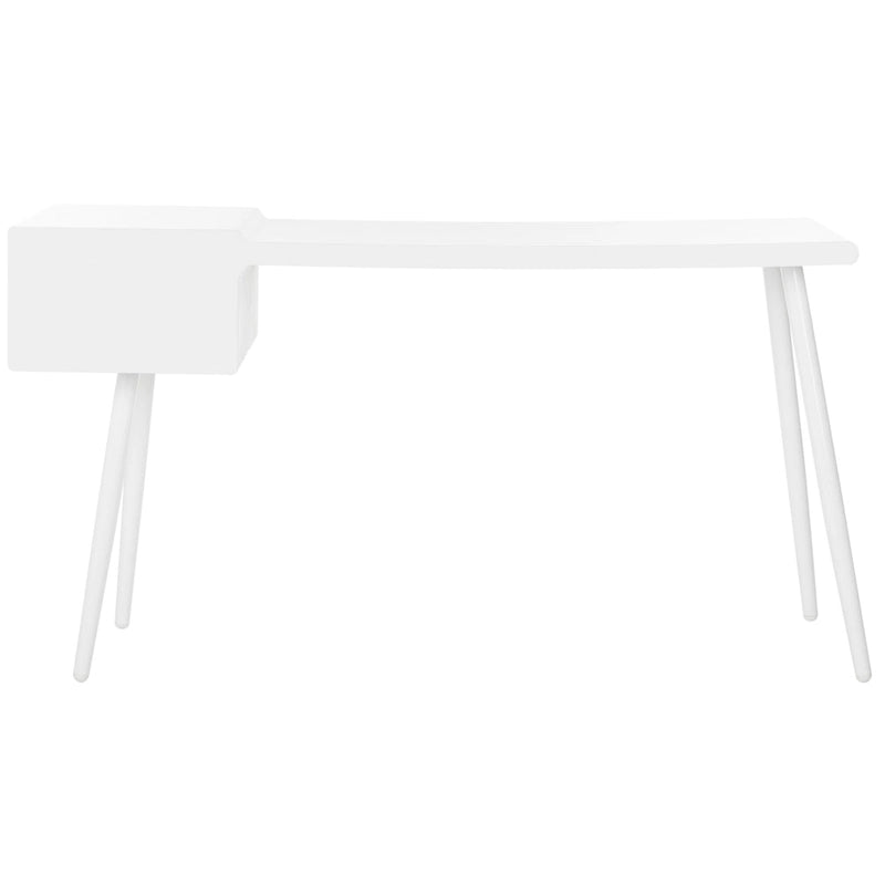 Bureau blanc mat de style Mid-Century à 2 tiroirs pour 1 personne