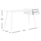 Bureau blanc mat de style Mid-Century à 2 tiroirs pour 1 personne