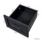 Bureau informatique blanc/noir avec étagère à 2 niveaux et 2 tiroirs, 1 personne
