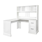 Bureau informatique blanc/noir avec étagère à 2 niveaux et 2 tiroirs, 1 personne