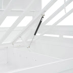 Lit de repos blanc pleine grandeur avec rangement hydraulique, armoire et étagère, simple