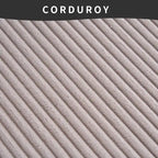 Canapé sectionnel d'angle 4 places en velours côtelé gris / gris clair / blanc avec méridienne