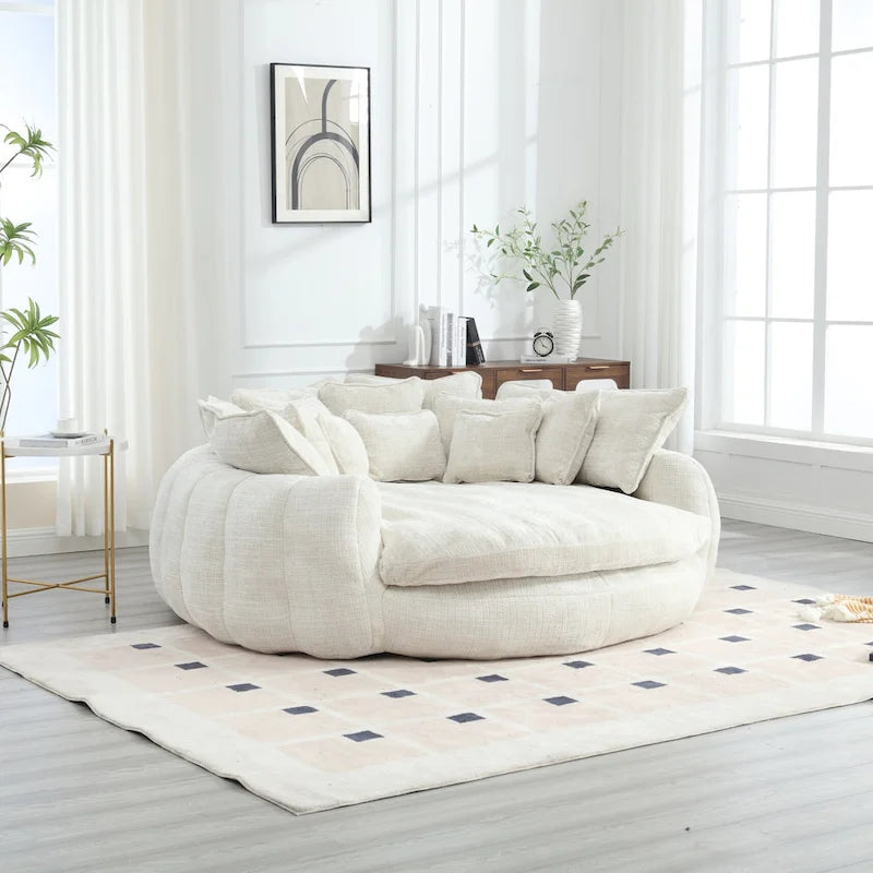 Canapé-lit de sol en chenille avec accoudoirs, 1-2 personnes, orange/beige/vert émeraude/gris