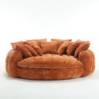Canapé-lit de sol en chenille avec accoudoirs, 1-2 personnes, orange/beige/vert émeraude/gris