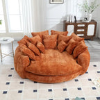 Canapé-lit de sol en chenille avec accoudoirs, 1-2 personnes, orange/beige/vert émeraude/gris