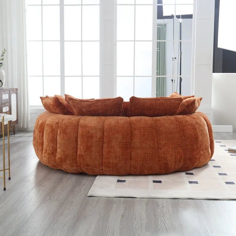 Canapé-lit de sol en chenille avec accoudoirs, 1-2 personnes, orange/beige/vert émeraude/gris