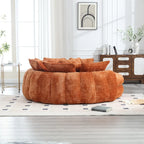 Canapé-lit de sol en chenille avec accoudoirs, 1-2 personnes, orange/beige/vert émeraude/gris