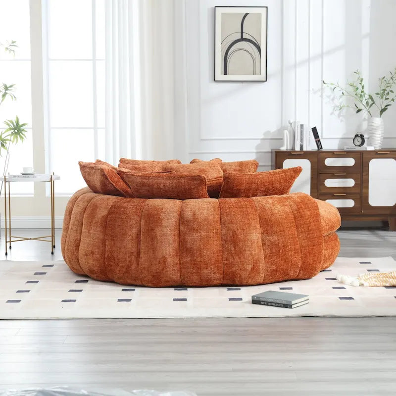 Canapé-lit de sol en chenille avec accoudoirs, 1-2 personnes, orange/beige/vert émeraude/gris