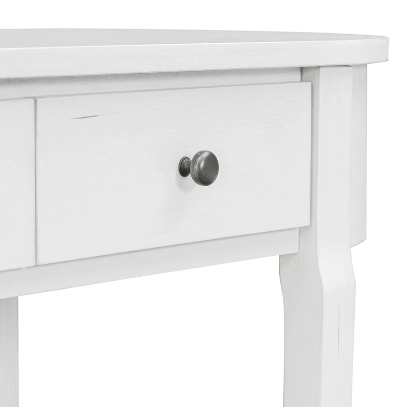 Bleu marine / Blanc antique / Vert turquoise / Espresso / Gris, console vintage brillante avec 2 tiroirs, pour 1