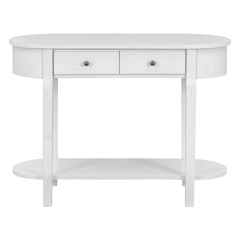 Bleu marine / Blanc antique / Vert turquoise / Espresso / Gris, console vintage brillante avec 2 tiroirs, pour 1