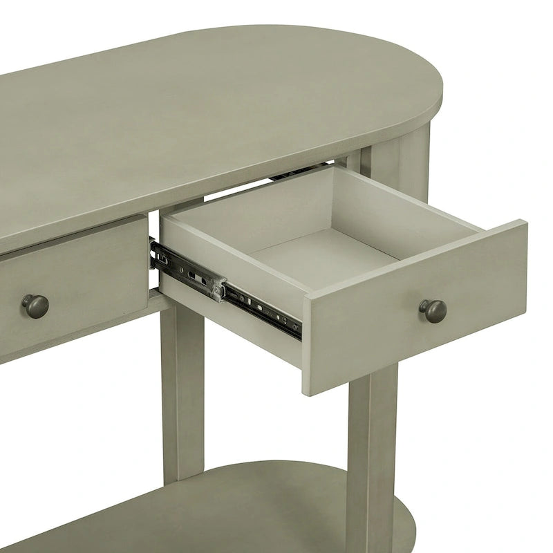 Bleu marine / Blanc antique / Vert turquoise / Espresso / Gris, console vintage brillante avec 2 tiroirs, pour 1