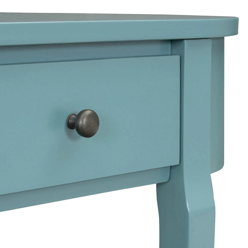 Bleu marine / Blanc antique / Vert turquoise / Espresso / Gris, console vintage brillante avec 2 tiroirs, pour 1