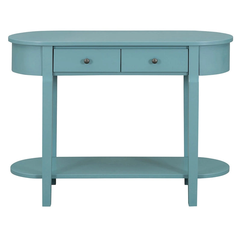 Bleu marine / Blanc antique / Vert turquoise / Espresso / Gris, console vintage brillante avec 2 tiroirs, pour 1