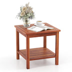 Table d'appoint de patio carrée en bois naturel à 2 niveaux, lot de 2