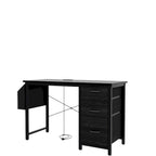 Bureau de travail individuel, de style moderne, marron/blanc/noir, avec rehausse, 3 tiroirs et prises électriques