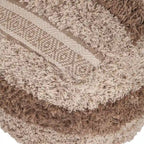 Pouf ottoman carré à rayures beiges et marron – 1 place