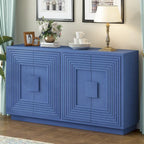 Buffet à 4 portes cannelées bleu marine / expresso / blanc antique