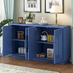 Buffet à 4 portes cannelées bleu marine / expresso / blanc antique