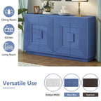 Buffet à 4 portes cannelées bleu marine / expresso / blanc antique