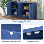 Buffet à 4 portes cannelées bleu marine / expresso / blanc antique