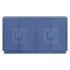 Buffet à 4 portes cannelées bleu marine / expresso / blanc antique