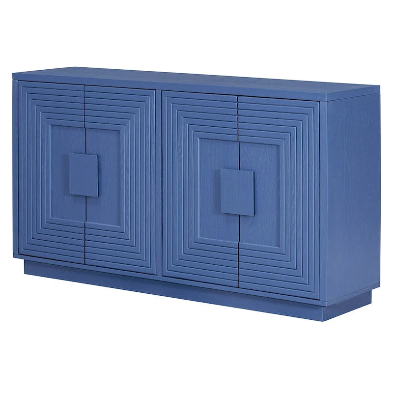 Buffet à 4 portes cannelées bleu marine / expresso / blanc antique