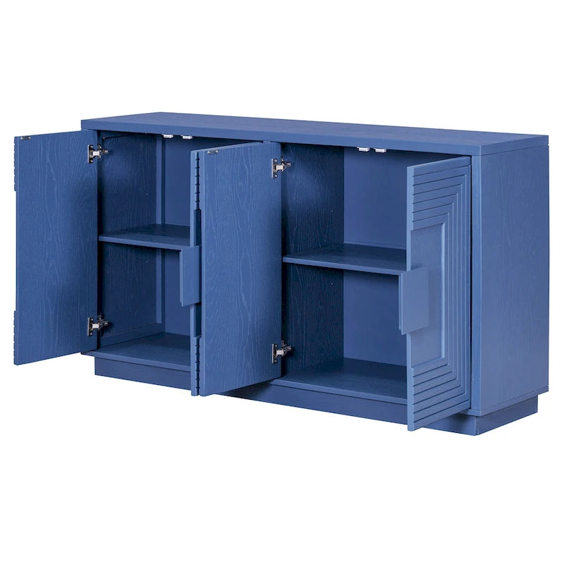 Buffet à 4 portes cannelées bleu marine / expresso / blanc antique