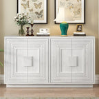 Buffet à 4 portes cannelées bleu marine / expresso / blanc antique