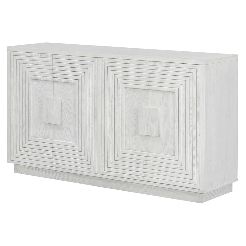 Buffet à 4 portes cannelées bleu marine / expresso / blanc antique
