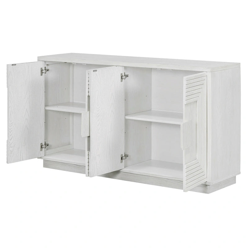 Buffet à 4 portes cannelées bleu marine / expresso / blanc antique