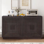 Buffet à 4 portes cannelées bleu marine / expresso / blanc antique
