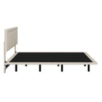 Lit plateforme flottant rembourré en velours beige/gris avec LED RVB et lumières à capteur, Queen/Full, 2 personnes