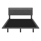 Lit plateforme flottant rembourré en velours beige/gris avec LED RVB et lumières à capteur, Queen/Full, 2 personnes